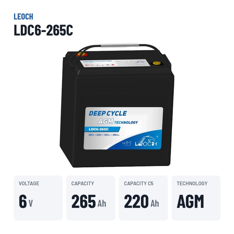 Batería de carrito de golf Leoch LDC6-265C 6V 265Ah AGM – datos clave