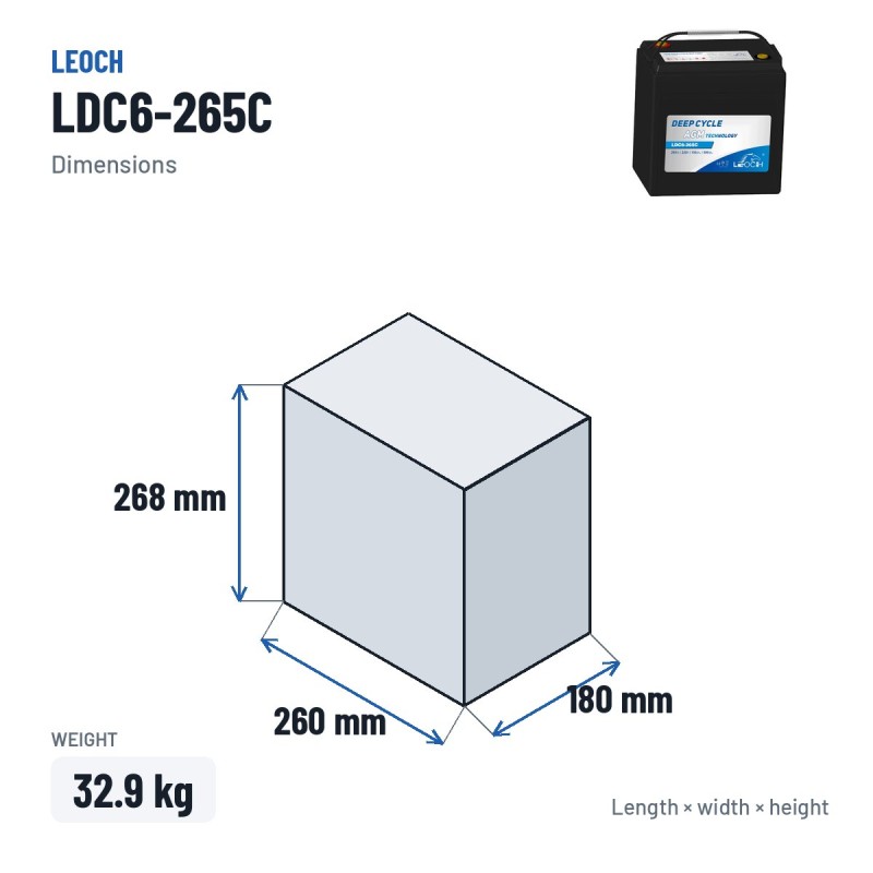 Batteria per golf cart Leoch LDC6-265C 6V 265Ah AGM