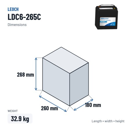 Batteria per golf cart Leoch LDC6-265C 6V 265Ah AGM