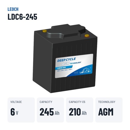 Golfcar-Batterie Leoch LDC6-245 6V 245Ah AGM – wichtigste Daten