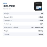 Batteria per golf cart Leoch LDC6-265C 6V 265Ah AGM