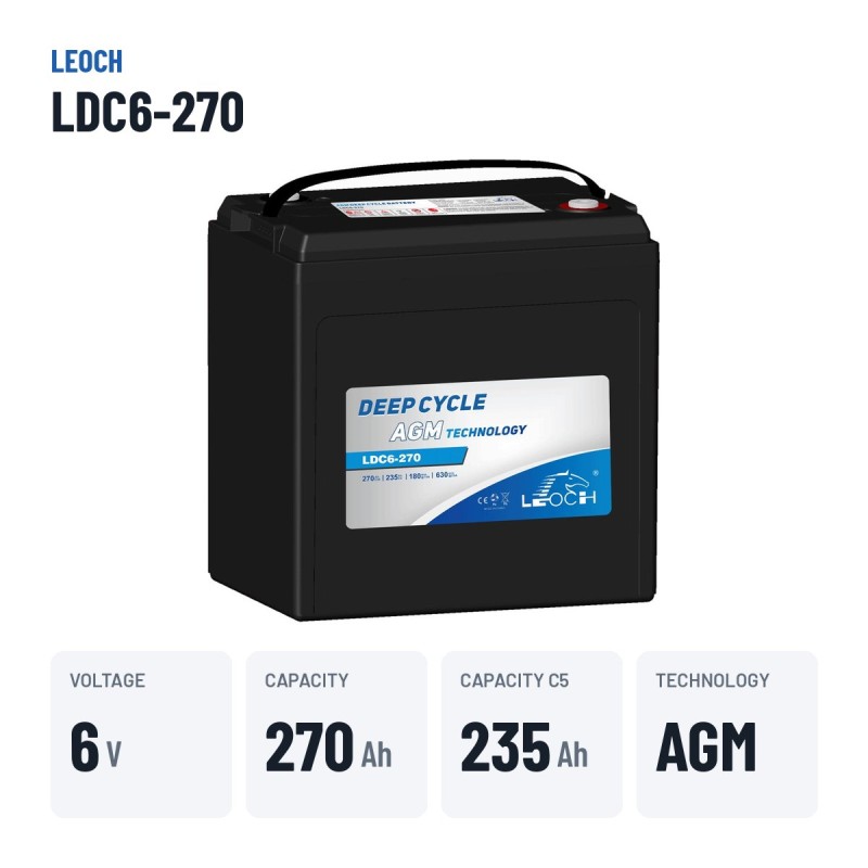 Golfcar-Batterie Leoch LDC6-270 6V 270Ah AGM – wichtigste Daten