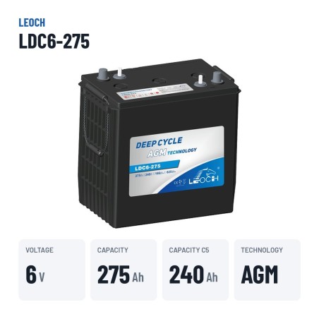 Golfcar-Batterie Leoch LDC6-275 6V 275Ah AGM – wichtigste Daten