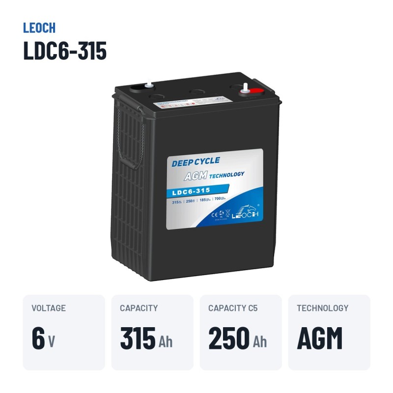 Bateria de carrinho de golfe Leoch LDC6-315 6V 315Ah AGM