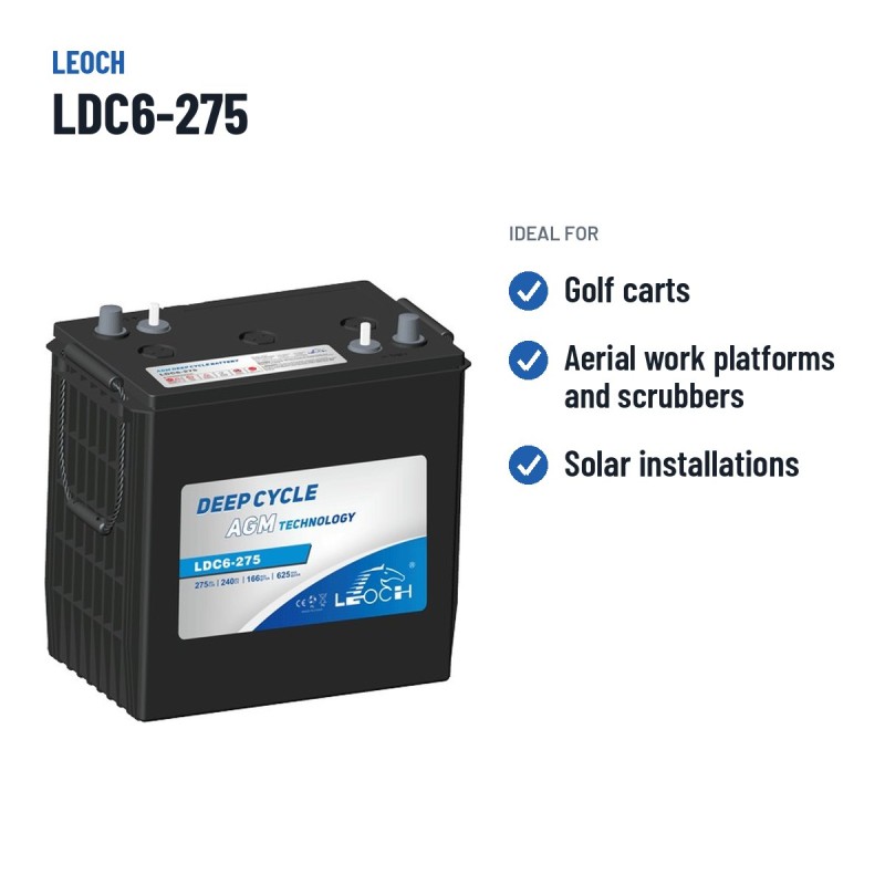 Batería de carrito de golf Leoch LDC6-275 6V 275Ah AGM – usos recomendados