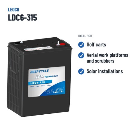 Bateria de carrinho de golfe Leoch LDC6-315 6V 315Ah AGM