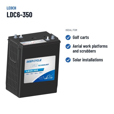 Bateria de carrinho de golfe Leoch LDC6-350 6V 350Ah AGM
