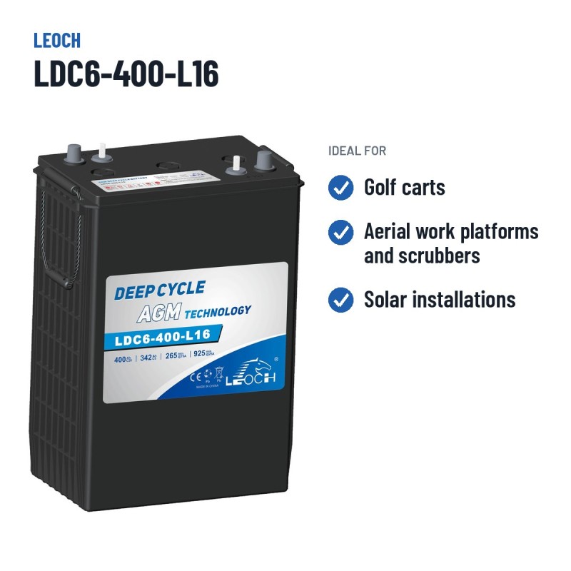 Batterie de voiturette de golf Leoch LDC6-400-L16 6V 400Ah AGM – utilisations recommandées