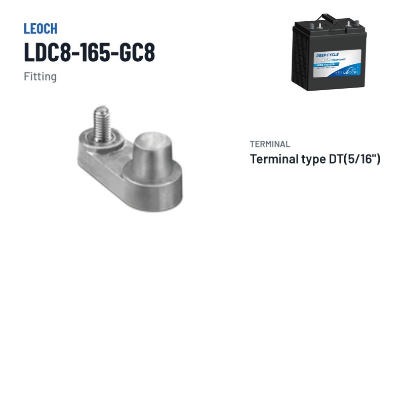 Bateria de carrinho de golfe Leoch LDC8-165-GC8 8V 165Ah AGM – terminal e fixação