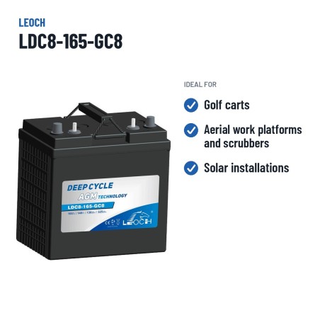 Golf cart battery Leoch LDC8-165-GC8 8V 165Ah AGM – recommended uses