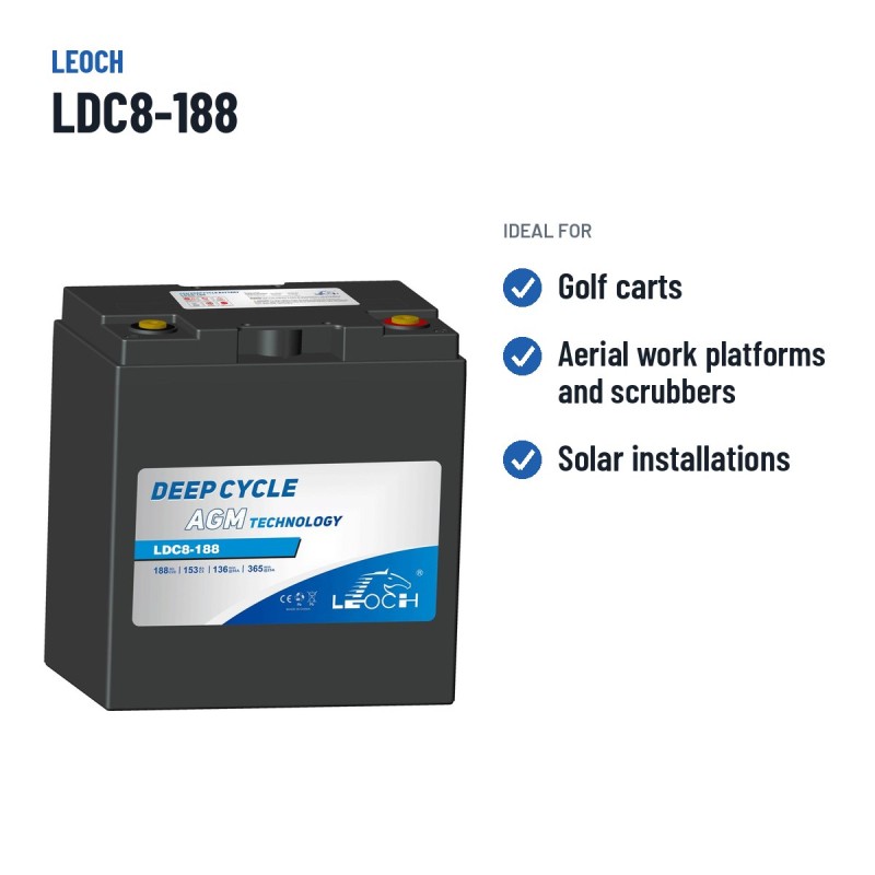Batería de carrito de golf Leoch LDC8-188 8V 188Ah AGM