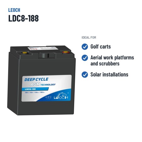 Batería de carrito de golf Leoch LDC8-188 8V 188Ah AGM