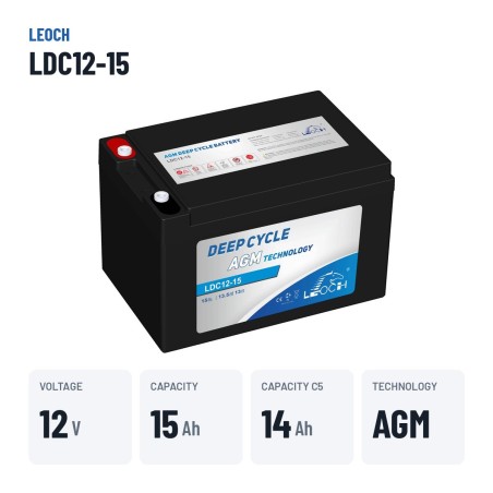 Mobility scooter battery Leoch LDC12-15 12V 15Ah AGM – key specs