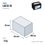 Mobility scooter battery Leoch LDC12-15 12V 15Ah AGM – dimensions 152 × 100 × 98 mm