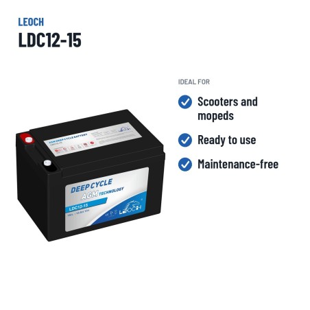 Bateria de scooter de mobilidade Leoch LDC12-15 12V 15Ah AGM – utilizações recomendadas