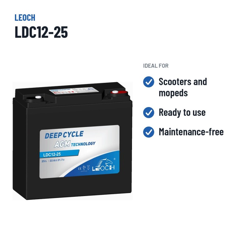 Batterie scooter de mobilité Leoch LDC12-25 12V 25Ah AGM