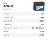 Mobility scooter battery Leoch LDC12-39 12V 39Ah AGM – technical data