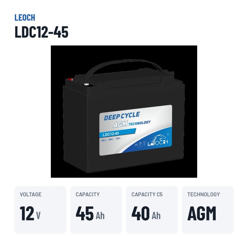 Batería de scooter de movilidad Leoch LDC12-45 12V 45Ah AGM – datos clave