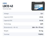 Batteria per scooter di mobilità Leoch LDC12-43 12V 43Ah AGM – scheda tecnica