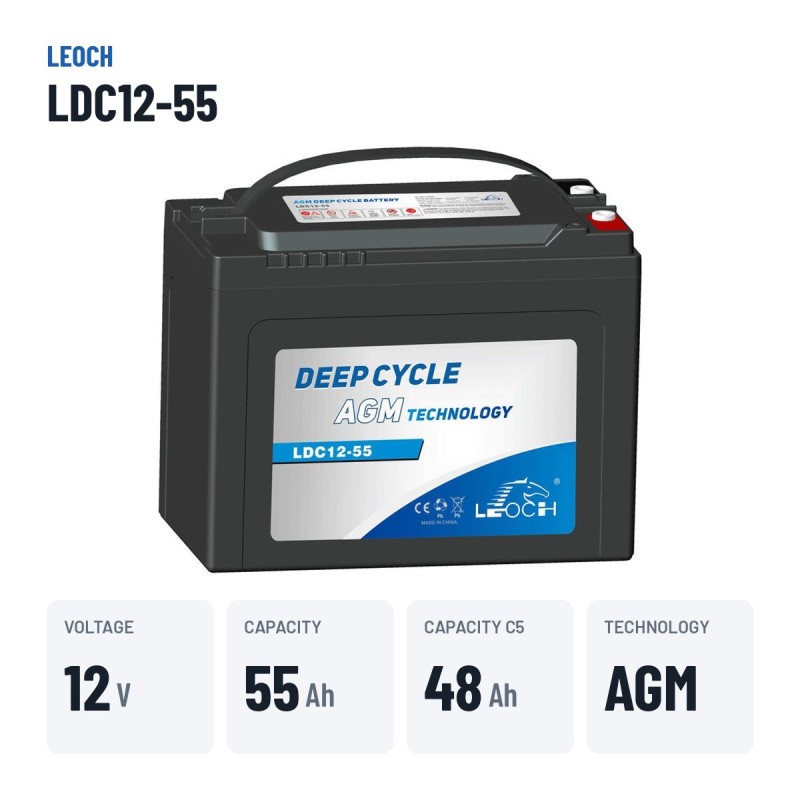 Mobility scooter battery Leoch LDC12-55 12V 55Ah AGM – key specs