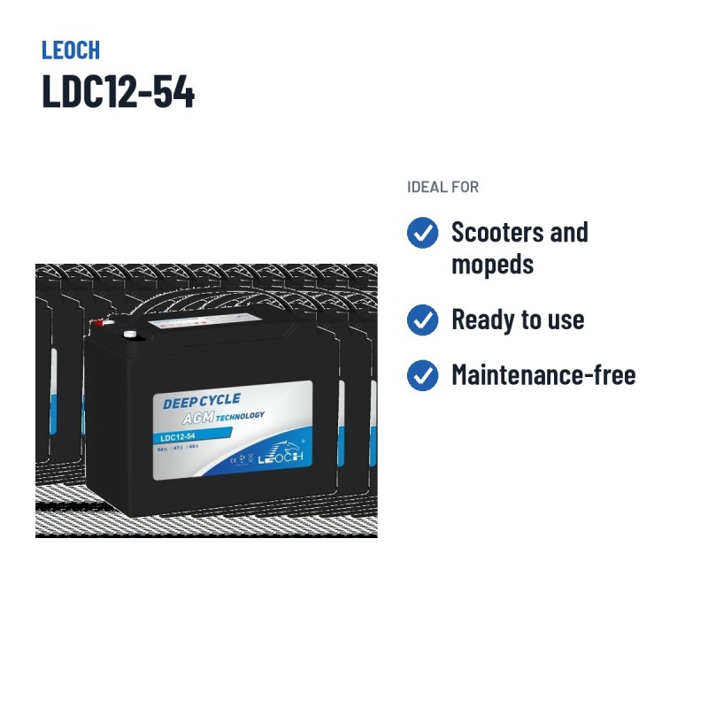 Mobility scooter battery Leoch LDC12-54 12V 54Ah AGM