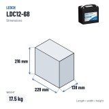 Mobility scooter battery Leoch LDC12-68 12V 68Ah GEL – dimensions 229 × 138 × 216 mm