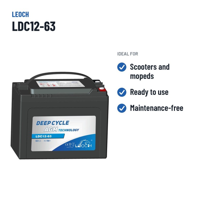 Batterie scooter de mobilité Leoch LDC12-63 12V 63Ah AGM – utilisations recommandées