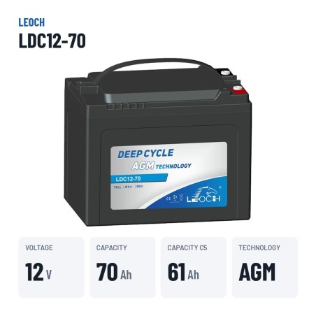 Batterie scooter de mobilité Leoch LDC12-70 12V 70Ah AGM – caractéristiques clés