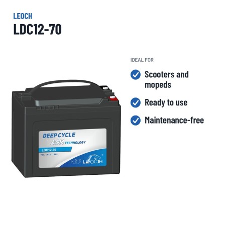 Batería de scooter de movilidad Leoch LDC12-70 12V 70Ah AGM – usos recomendados