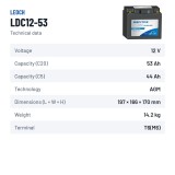 Batterie für Mobilitätsscooter Leoch LDC12-53 12V 53Ah AGM – technische Daten