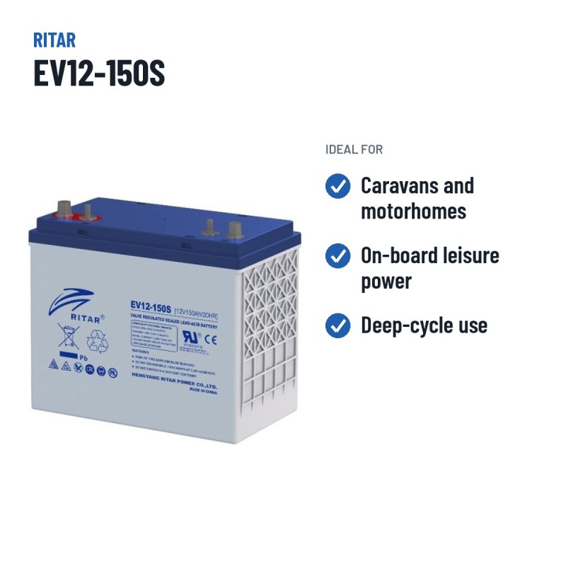 Caravan battery Ritar EV12-150S 12V 150Ah 715A AGM – recommended uses