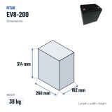 Bateria de carrinho de golfe Ritar EV8-200 8V 200Ah 700A AGM – medidas 260 × 182 × 314 mm
