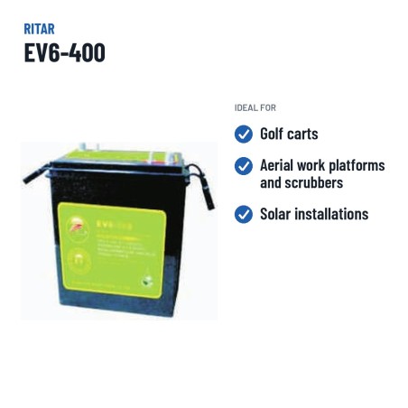 Batterie de voiturette de golf Ritar EV6-400 6V 400Ah 800A AGM – utilisations recommandées