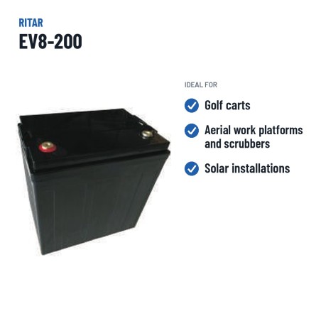 Batteria per golf cart Ritar EV8-200 8V 200Ah 700A AGM – usi consigliati