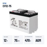 Batterie scooter de mobilité Ritar EV12-75 12V 75Ah 470A AGM – caractéristiques clés