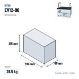 Batería de scooter de movilidad Ritar EV12-90 12V 90Ah AGM – medidas 306 × 168 × 215 mm