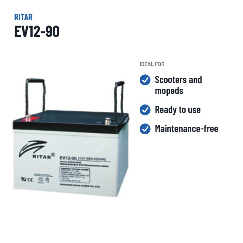 Batterie scooter de mobilité Ritar EV12-90 12V 90Ah AGM – utilisations recommandées