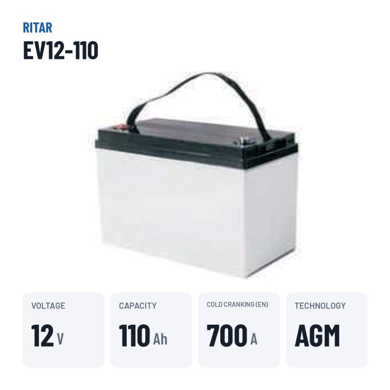 Floor scrubber battery Ritar EV12-110 12V 110Ah 700A AGM – key specs