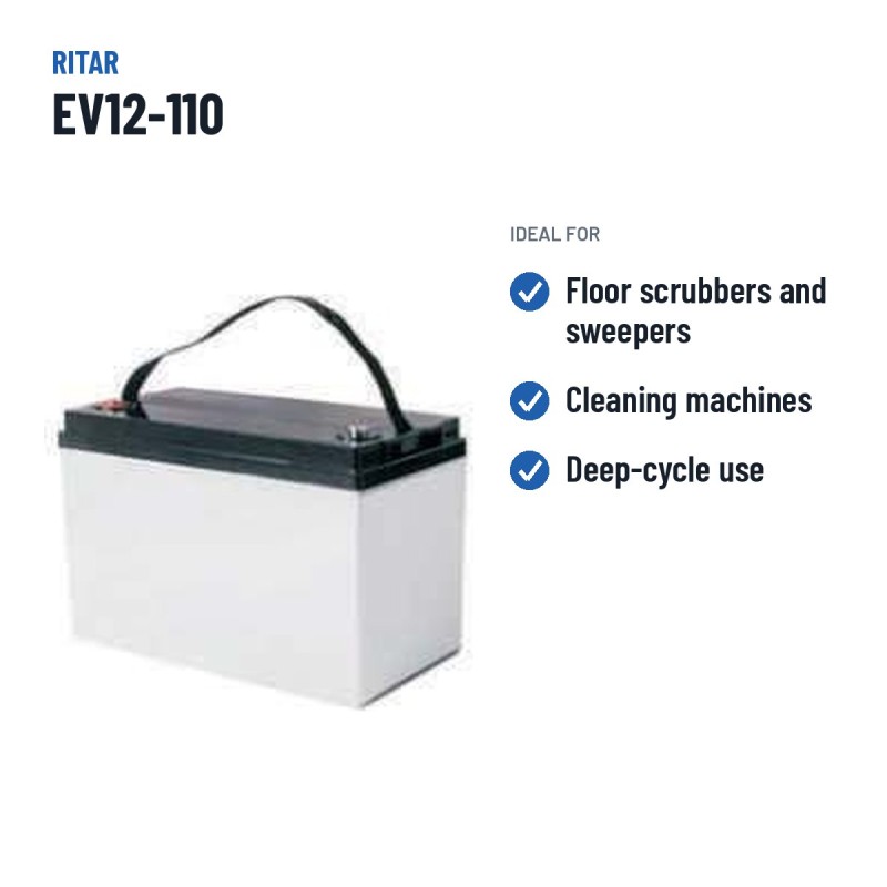 Batteria per lavasciuga Ritar EV12-110 12V 110Ah 700A AGM – usi consigliati