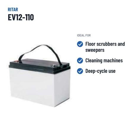 Floor scrubber battery Ritar EV12-110 12V 110Ah 700A AGM – recommended uses