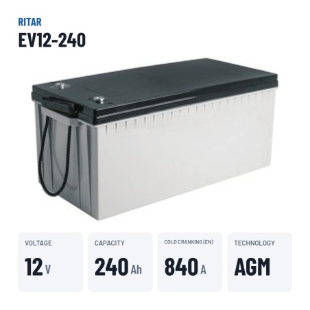 Batterie camping-car Ritar EV12-240 12V 240Ah 840A AGM