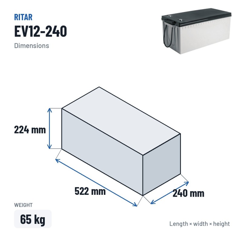 Batterie camping-car Ritar EV12-240 12V 240Ah 840A AGM