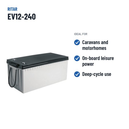 Batería de caravana Ritar EV12-240 12V 240Ah 840A AGM – usos recomendados
