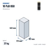 Élément de traction Kronobat 10 PzB 650 2V 650Ah – dimensions 173 × 157 × 453 mm