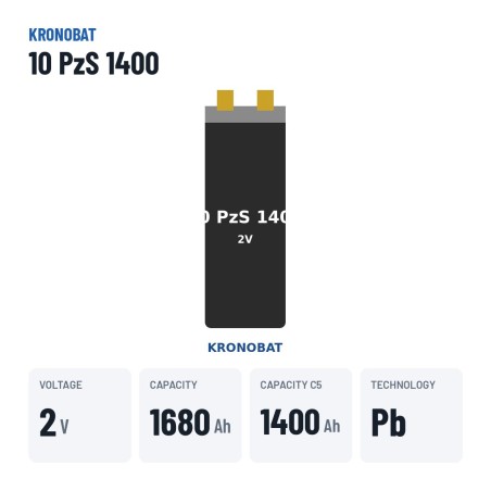 Élément de traction Kronobat 10 PzS 1400 2V 1400Ah | baterias.com