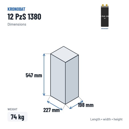 Elemento di trazione Kronobat 12 PzS 1380 2V 1380Ah | baterias.com