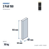 Elemento de tração Kronobat 2 PzB 150 2V 150Ah – medidas 45 × 157 × 512 mm