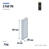 Elemento de tracción Kronobat 2 PzB 170 2V 170Ah – medidas 45 × 157 × 567 mm