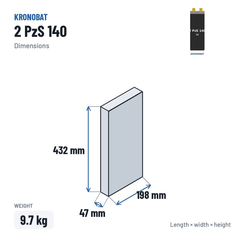 Elemento di trazione Kronobat 2 PzS 140 2V 140Ah | baterias.com