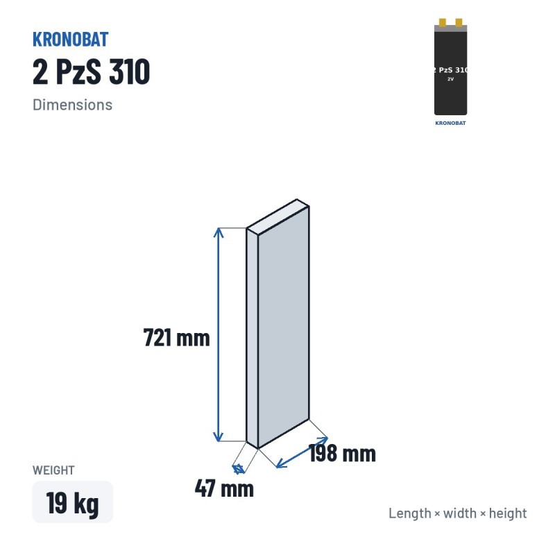 Elemento de tração Kronobat 2 PzS 310 2V 310Ah | baterias.com